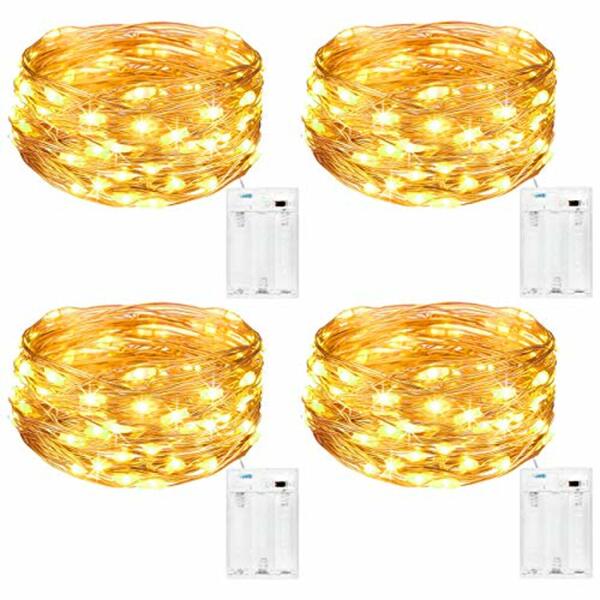 Bild 1 von Kolpop LED Lichterkette Batterie [4 Pack], Lichterketten für Zimmer, 5m 50er Micro LED Lichterkette Draht Innen Batteriebetrieben für Party Weihnachten Weihnachtsbaum Halloween Hochzeit Deko(Warmwe