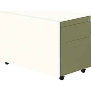 Schubladencontainer mit Rollen, 570x800, 1 Materials., 1 Hängereg., weiß/grün
