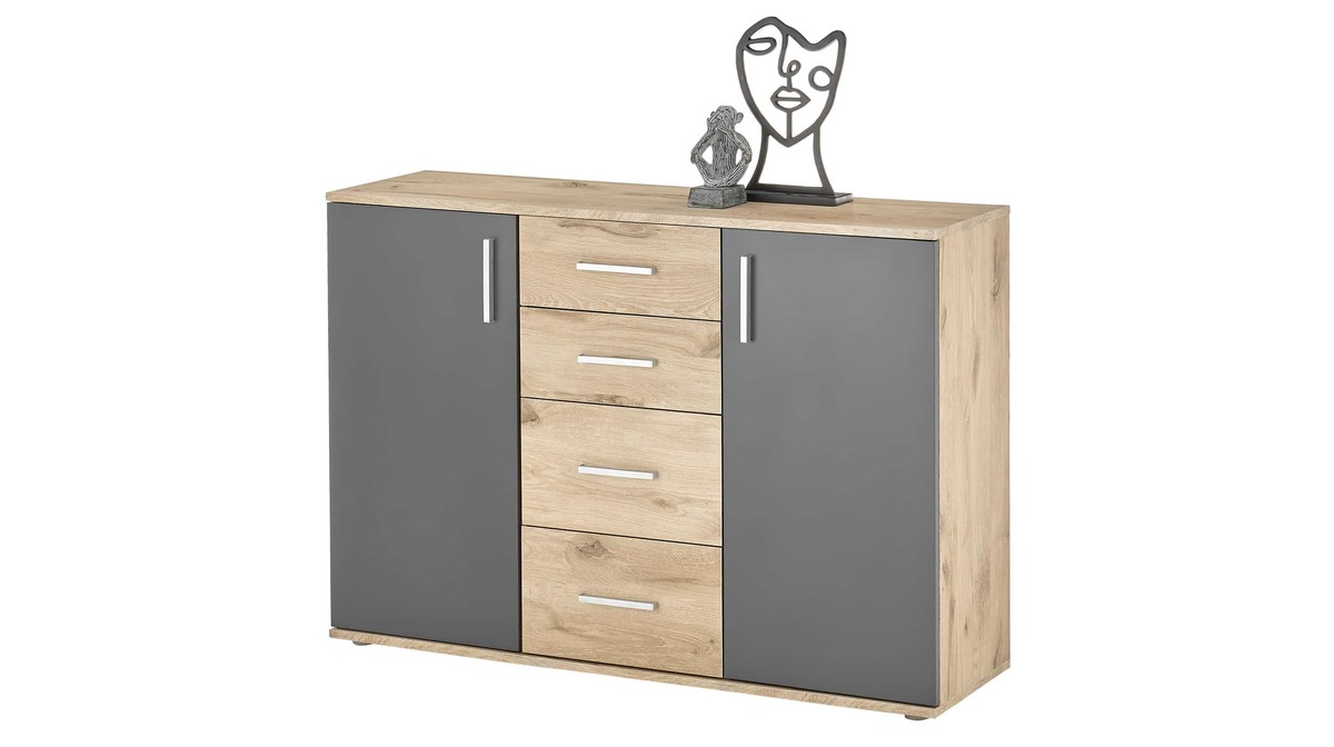 Bild 1 von Kommode Viking Oak - grau 120 x 84 cm 2-türig - BOBBY