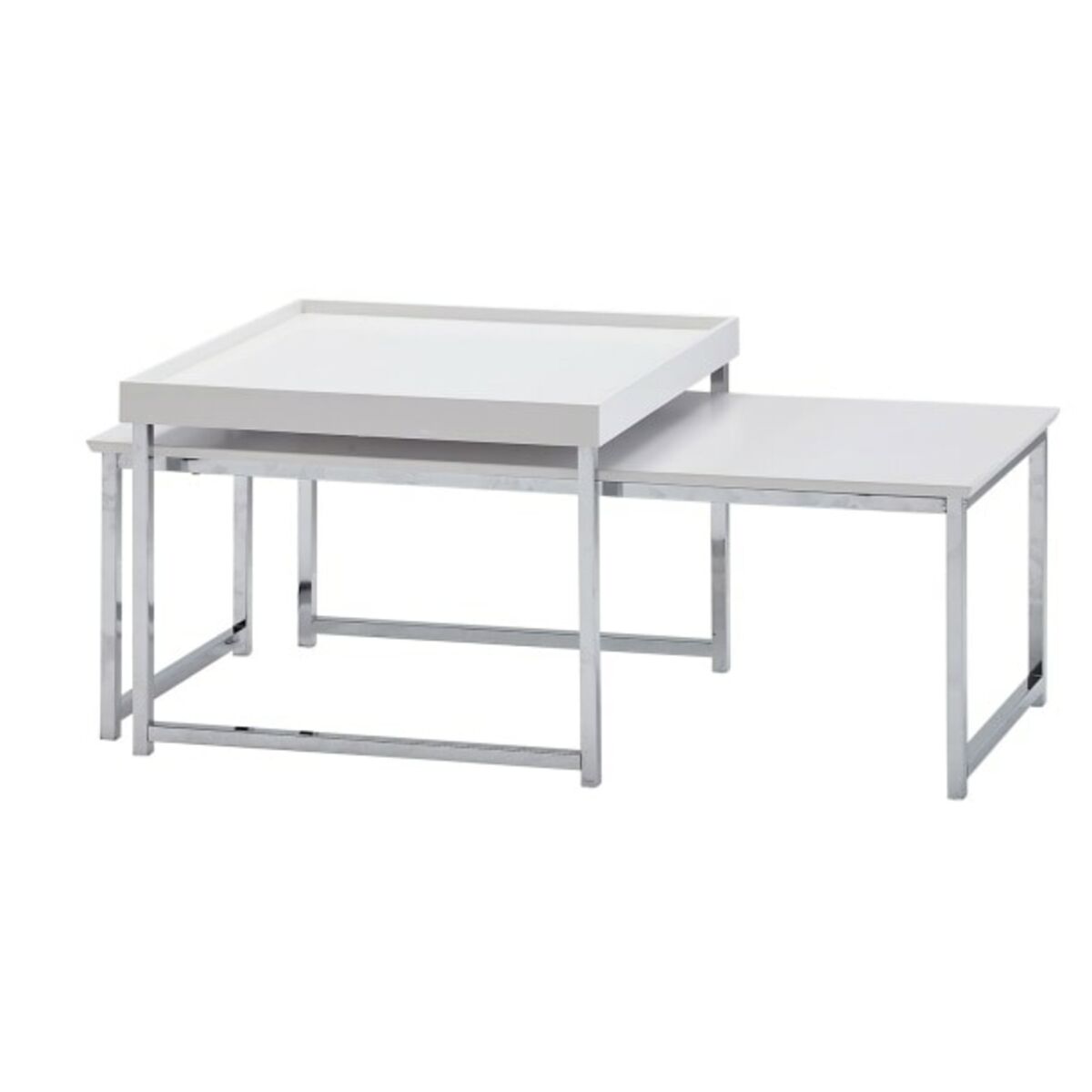 Bild 1 von Couchtisch 2er Set Silberfarbig/Weiß