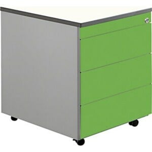 Schubladencontainer ,Rollen, 579x600, Kunststoffpl.,3 Schubl., alu/gelbgrün/weiß