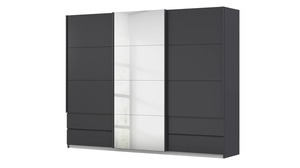 Schwebetürenschrank grau mit Spiegel 271 cm 3-türig - ELARA