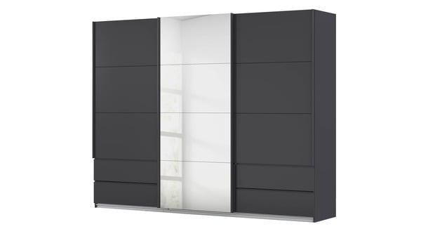 Bild 1 von Schwebetürenschrank grau mit Spiegel 271 cm 3-türig - ELARA