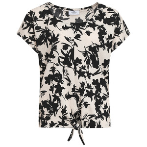 Damen T-Shirt mit Blumen-Print BEIGE / SCHWARZ