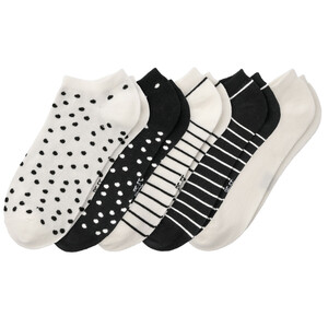 5 Paar Damen Sneaker-Socken im Set SCHWARZ / WEISS