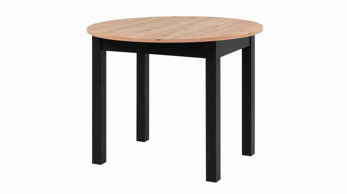 Bild 1 von Esstisch rund ausziehbar Eiche - schwarz 100 cm - COBURG