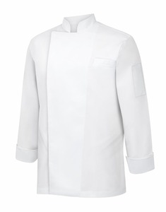 METRO Professional Herren-Kochjacke, langärmlig, Größe M, weiß mit weißer Paspelierung