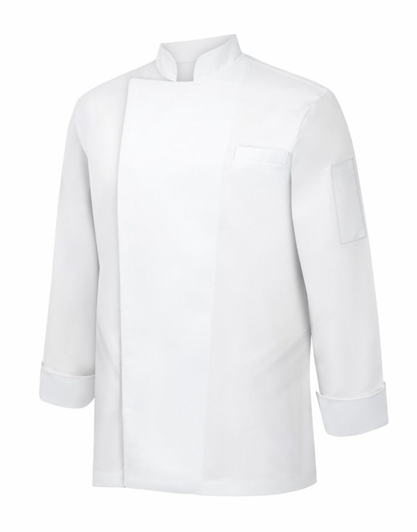 Bild 1 von METRO Professional Herren-Kochjacke, langärmlig, Größe M, weiß mit weißer Paspelierung