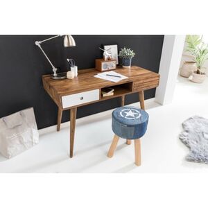 Schreibtisch Repa Massivholz braun/weiß