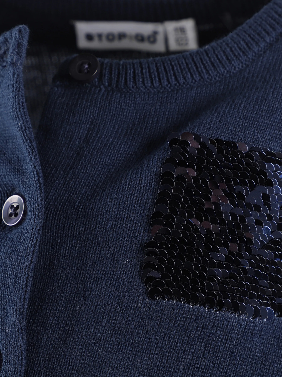 Bild 4 von Mädchen Strickjacke mit Glitzerapplikation
                 
                                                        Blau