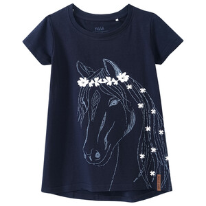 Mädchen T-Shirt mit Pferd-Motiv DUNKELBLAU