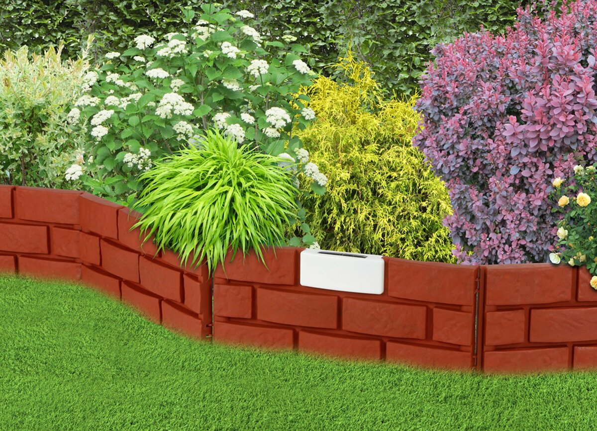 Bild 1 von Grüner Jan Beeteinfassung mit Solarleuchte 4-teilig Braun