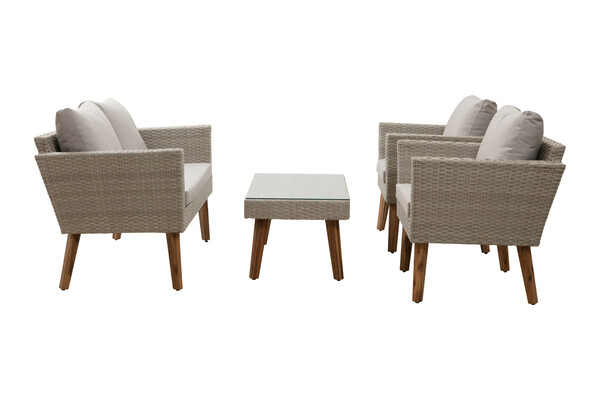 Bild 4 von HC Garten & Freizeit Lounge Set 11 tlg. mit Auflagen creme/grau