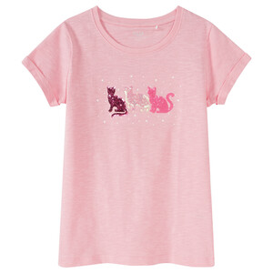 Mädchen T-Shirt mit Pailletten ROSA