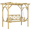 Bild 1 von Outsunny Hollywoodschaukel mit Pergola, 2-Sitzer Gartenschaukel Massivholz