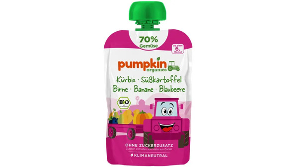 Bild 1 von pumpkin organics Bio Quetschie: Kürbis, Süßkartoffel, Birne, Banane, Blaubeere