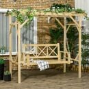 Bild 2 von Outsunny Hollywoodschaukel mit Pergola, 2-Sitzer Gartenschaukel Massivholz