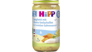 HiPP Menüs ab 12.Monat - Spaghetti mit Alaska-Seelachsfilet in Gemüse-Sahnesauce