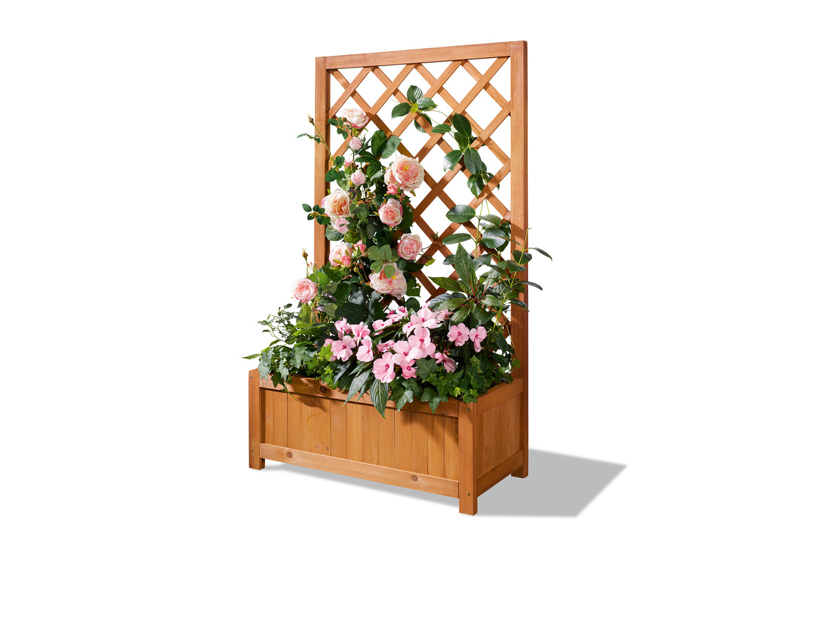 PARKSIDE® Pflanzkasten mit Rankgitter, aus langlebigem Echtholz von
