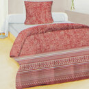 Bild 1 von Bettbezug mit Spannbettlaken, Hellgrau/Rot, 200x200