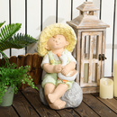 Bild 3 von Outsunny Gartenstatue "Kleiner Junge mit Strohhut", 43 cm Gartenfigur