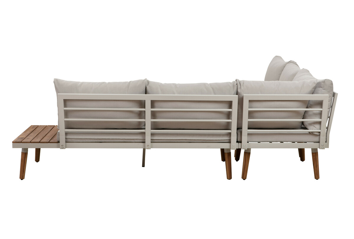 Bild 4 von HC Garten & Freizeit 4tlg. Aluminium Ecklounge mit Tisch, Akazienholz - grau