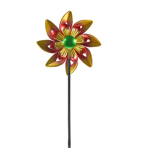 Giardessa Doppel-Metall-Windrad Blume rot-gold