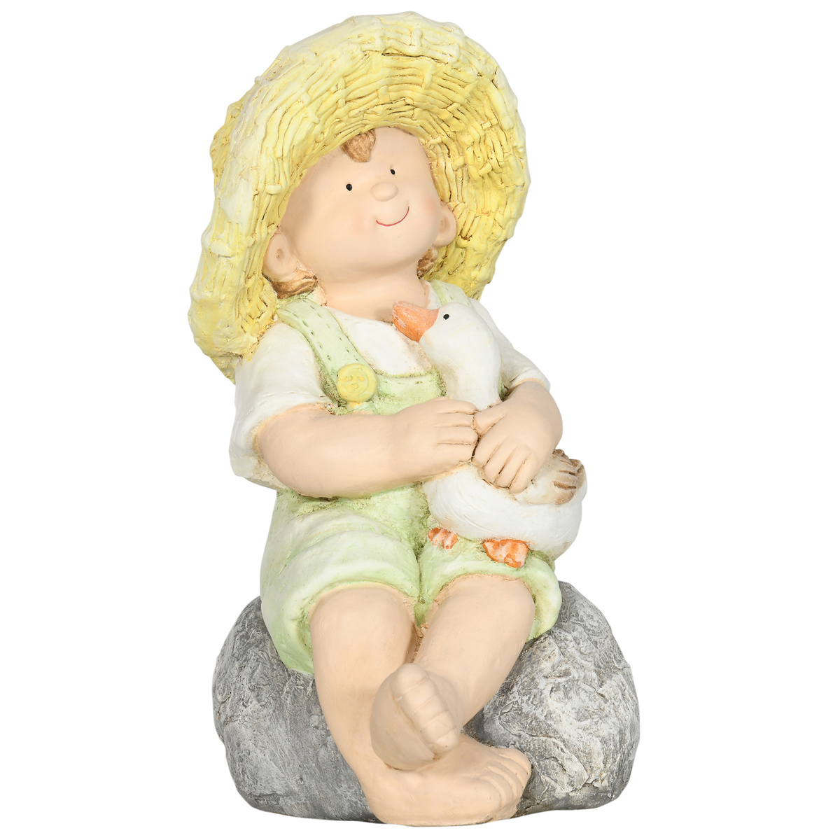 Bild 1 von Outsunny Gartenstatue "Kleiner Junge mit Strohhut", 43 cm Gartenfigur