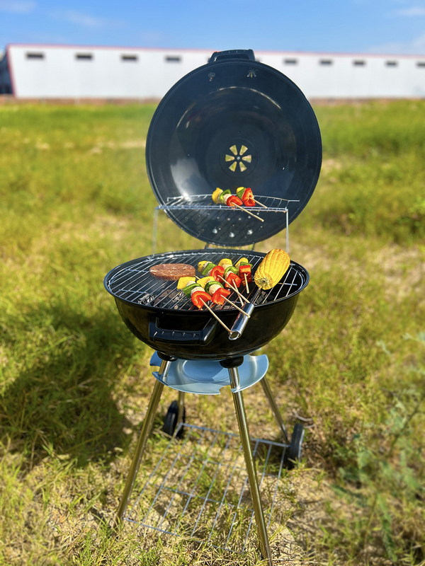 Bild 2 von Grillgourmet Holzkohle-Kugelgrill Classic mit 2 Standbeine & 2 Rollen schwarz