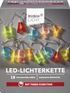 RUBIN LICHT LED-Lichterkette Happy Birthday