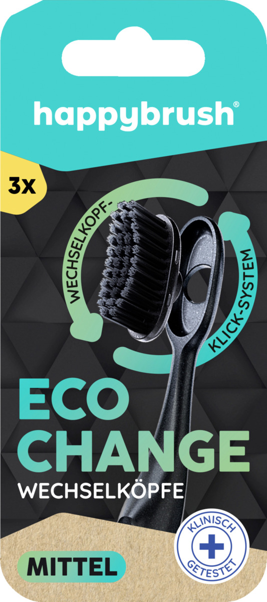 Bild 1 von happybrush 3er Pack Eco Change Wechselköpfe Mittel