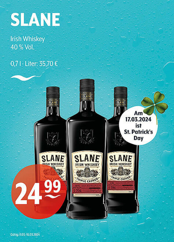 Bild 1 von SLANE Irish Whiskey
40 % Vol.