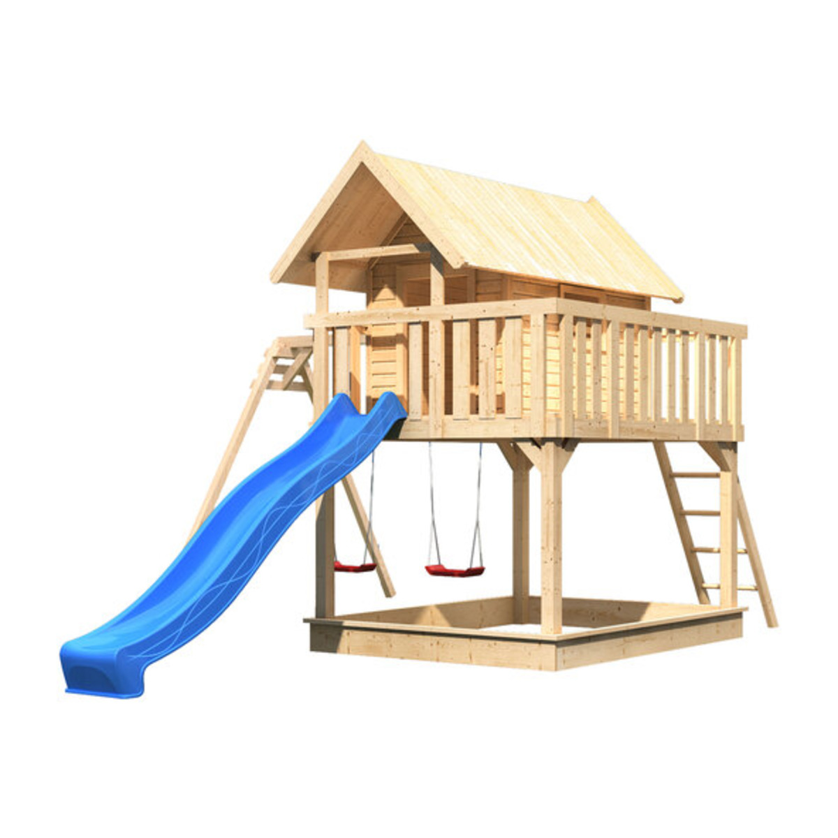 Bild 1 von Stelzenhaus Fidel, mit Rutsche und Doppelschaukelanbau, natur