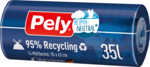 PELY® KLIMANEUTRAL  Müllbeutel 35 l mit Zugband & 95% Recyclingmaterial