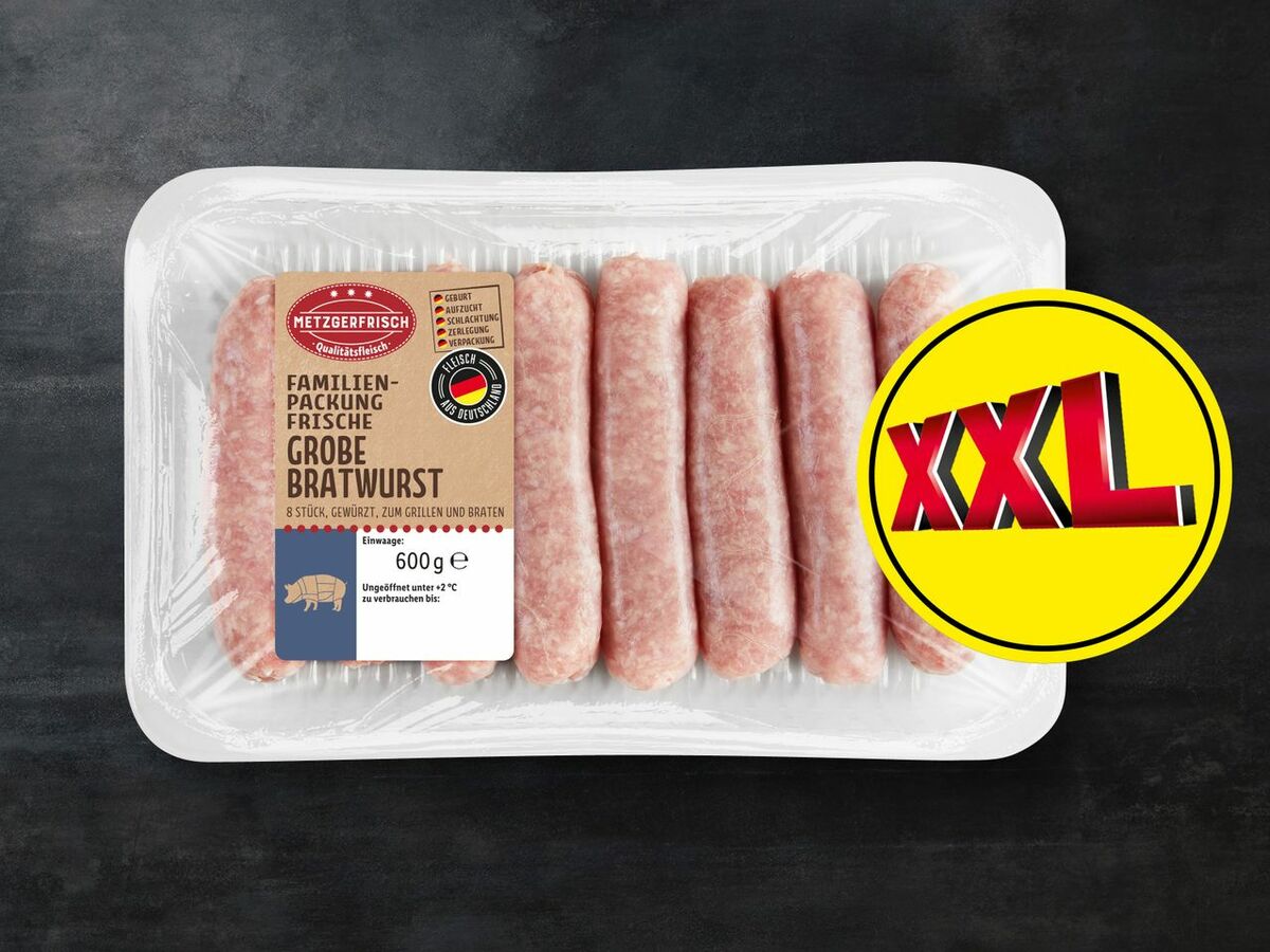 Bild 1 von Metzgerfrisch Frische Grobe Bratwurst XXL, 
         600 g