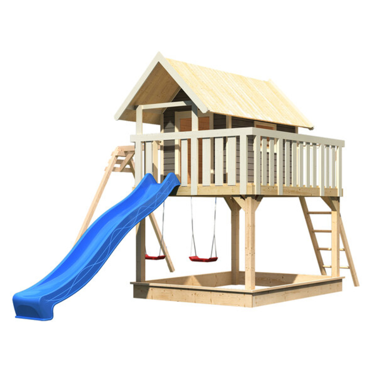 Bild 1 von Stelzenhaus Fidel, mit Rutsche und Doppelschaukelanbau, terragrau