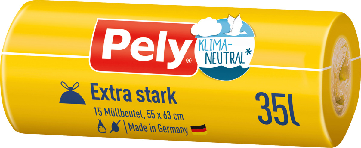 Bild 1 von PELY® KLIMANEUTRAL  Müllbeutel 35 l mit Zugband Extra stark