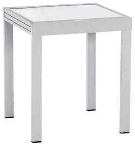 Gartentisch ausziehbar Metall/ Glas L: 65/130 cm, Silberfarben