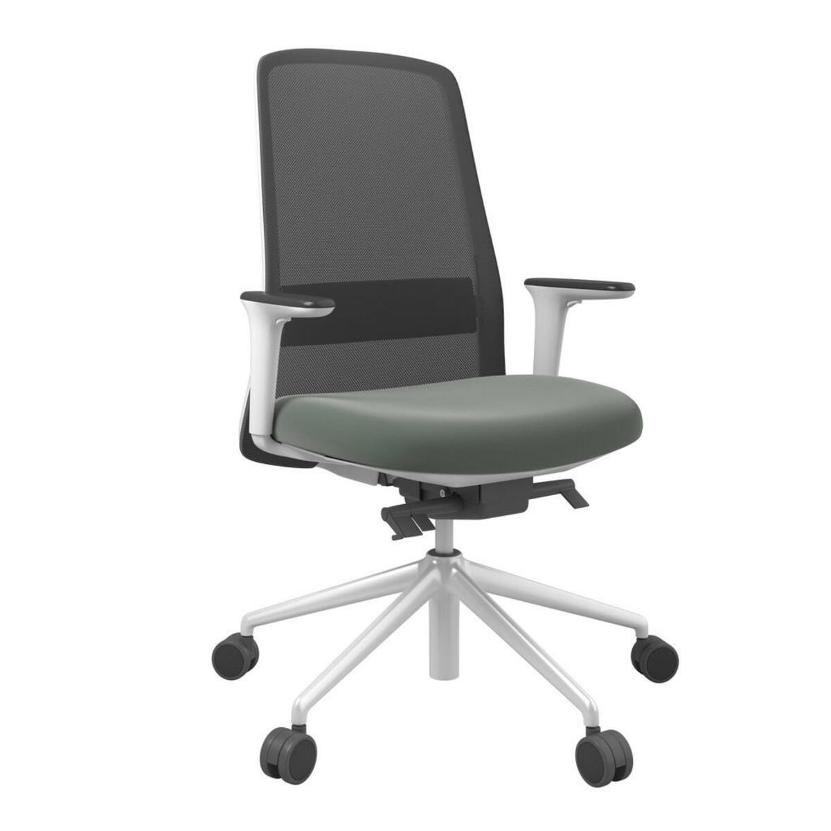 Bild 1 von Drehstuhl, Schwarz, Weiß, Olivgrün, Metall, Kunststoff, Textil, Drehkreuz, 70x103-115x70 cm, Stoffauswahl, Sitzfläche 360° drehbar, Arbeitszimmer, Bürostühle, Drehstühle