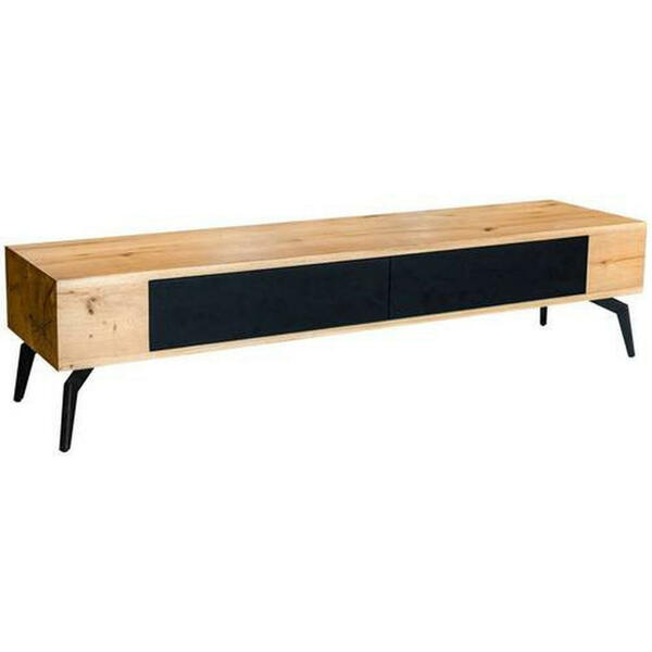 Bild 1 von Xora Lowboard, Schwarz, Eiche, Holz, Metall, Holzwerkstoff, Eiche, furniert, 2 Schubladen, 160x38x40 cm, stehend, Wohnzimmer, Wohnwände, Lowboards