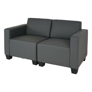 Modular 2-Sitzer Sofa Couch Moncalieri, Kunstleder ~ dunkelgrau