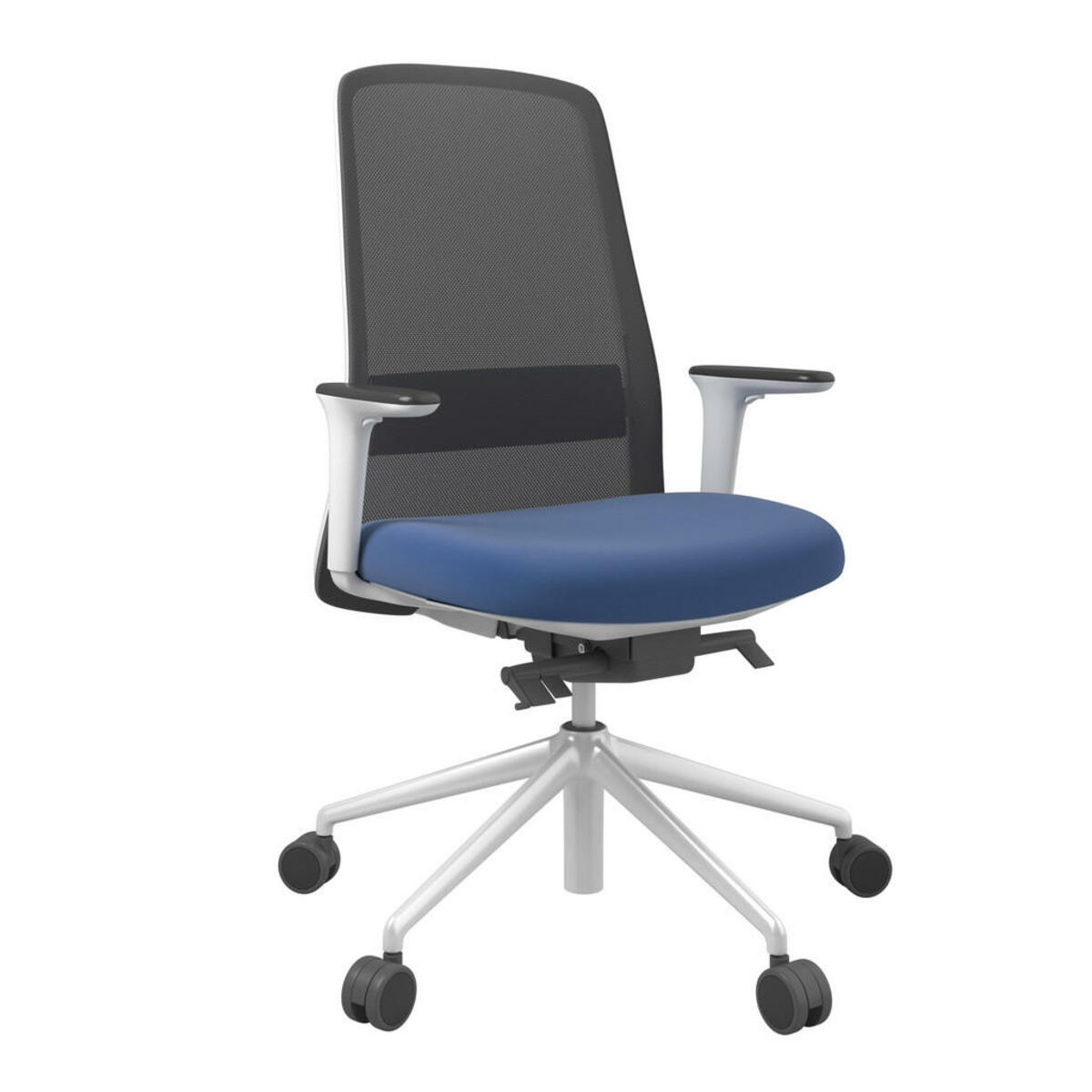 Bild 1 von Drehstuhl, Blau, Schwarz, Weiß, Metall, Kunststoff, Textil, Drehkreuz, 70x103-115x70 cm, Stoffauswahl, Sitzfläche 360° drehbar, Arbeitszimmer, Bürostühle, Drehstühle