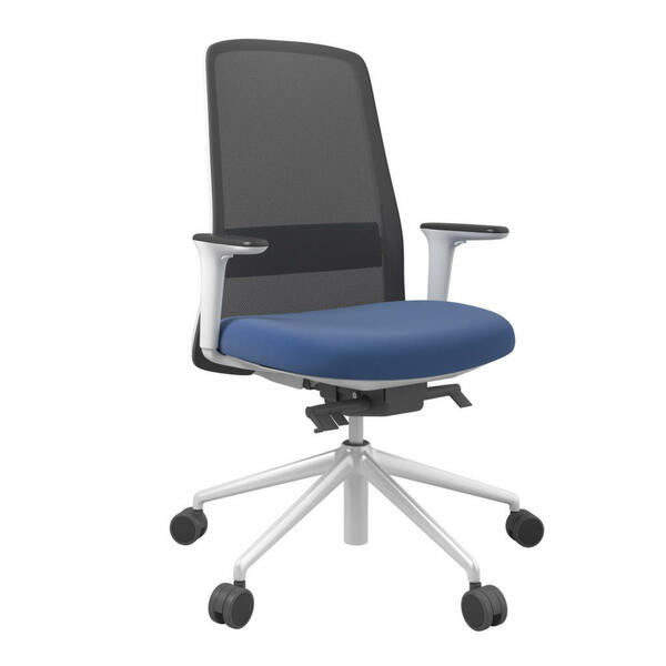 Bild 1 von Drehstuhl, Blau, Schwarz, Weiß, Metall, Kunststoff, Textil, Drehkreuz, 70x103-115x70 cm, Stoffauswahl, Sitzfläche 360° drehbar, Arbeitszimmer, Bürostühle, Drehstühle