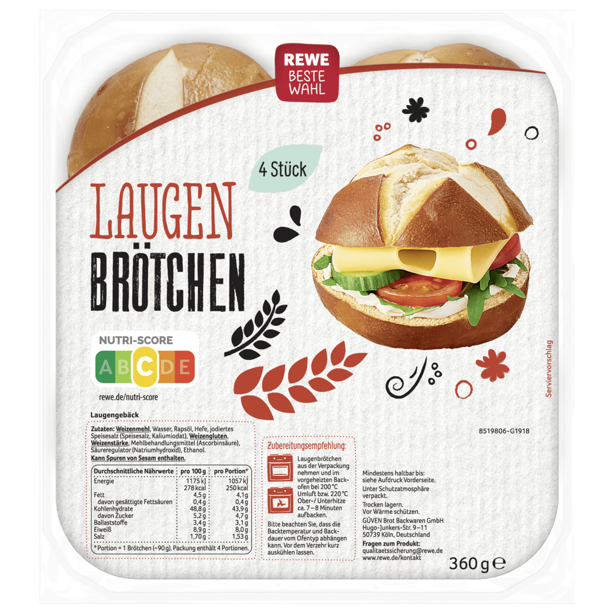 Bild 1 von REWE Beste Wahl Laugenbrötchen 360g