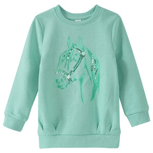 Mädchen Sweatshirt mit Pferde-Print HELLGRÜN