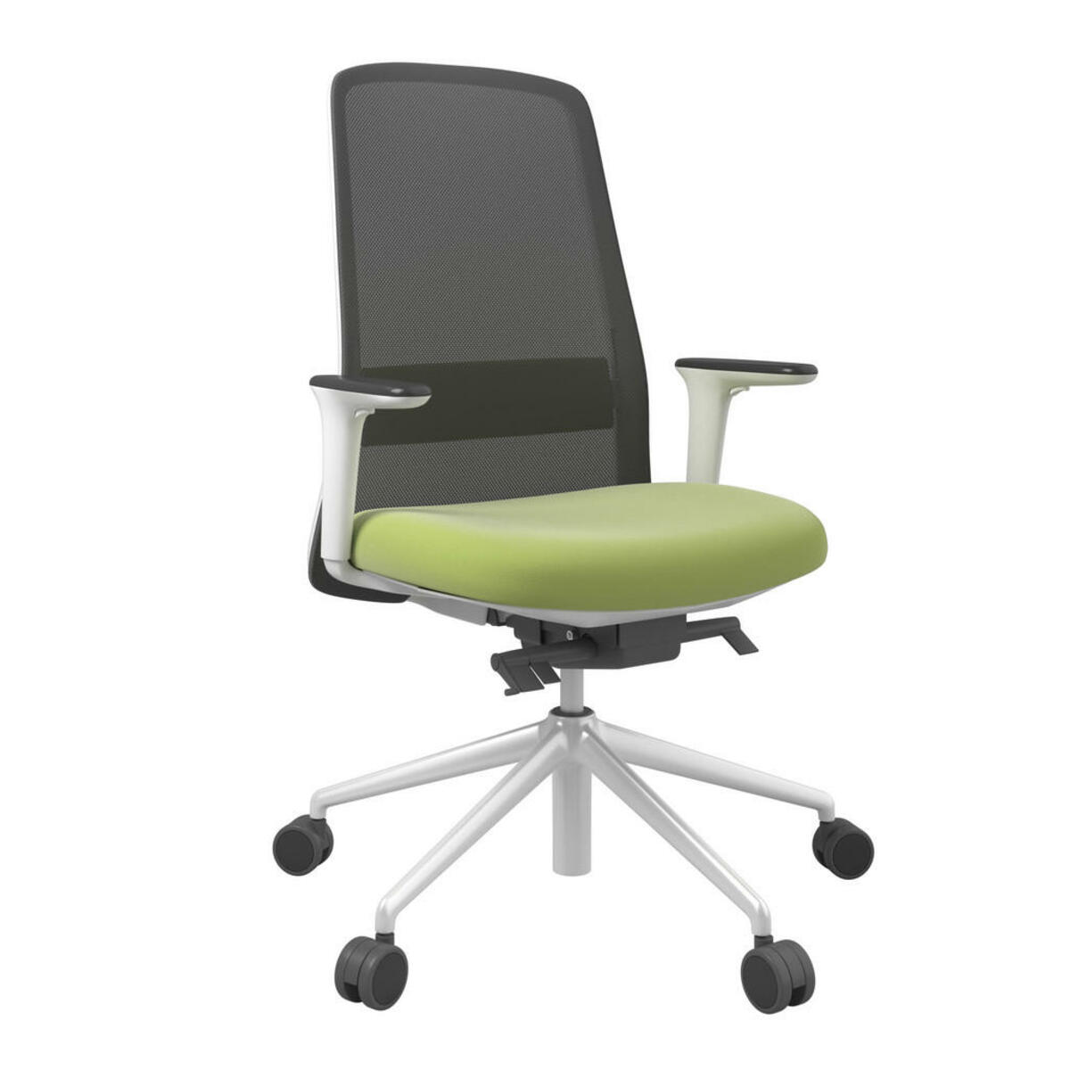 Bild 1 von Drehstuhl, Grün, Schwarz, Weiß, Metall, Kunststoff, Textil, Drehkreuz, 70x103-115x70 cm, Stoffauswahl, Sitzfläche 360° drehbar, Arbeitszimmer, Bürostühle, Drehstühle