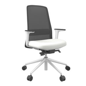 Drehstuhl, Schwarz, Weiß, Metall, Kunststoff, Textil, Drehkreuz, 70x103-115x70 cm, Stoffauswahl, Sitzfläche 360° drehbar, Arbeitszimmer, Bürostühle, Drehstühle