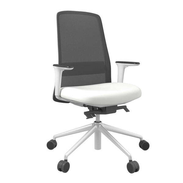 Bild 1 von Drehstuhl, Schwarz, Weiß, Metall, Kunststoff, Textil, Drehkreuz, 70x103-115x70 cm, Stoffauswahl, Sitzfläche 360° drehbar, Arbeitszimmer, Bürostühle, Drehstühle