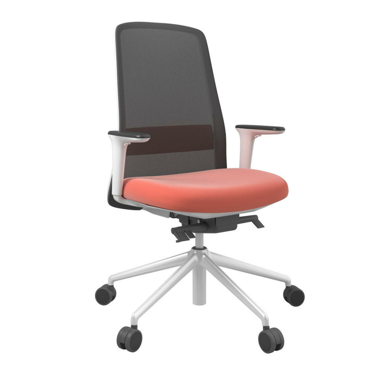 Bild 1 von Drehstuhl, Orange, Schwarz, Weiß, Metall, Kunststoff, Textil, Drehkreuz, 70x103-115x70 cm, Stoffauswahl, Sitzfläche 360° drehbar, Arbeitszimmer, Bürostühle, Drehstühle