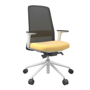 Drehstuhl, Gelb, Schwarz, Weiß, Metall, Kunststoff, Textil, Drehkreuz, 70x103-115x70 cm, Stoffauswahl, Sitzfläche 360° drehbar, Arbeitszimmer, Bürostühle, Drehstühle